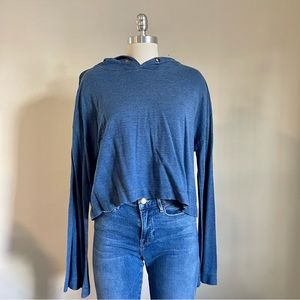 Cloth and Stone Blue Oversized Cropped Hoodie